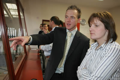 Raymond showing his sister Sauvignon from the viewing gallery at Cogent