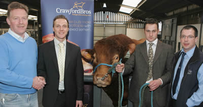 Richard Halleron, Farming Life editor and Innes Drummond head of the lab at Cogent congratulating Raymond and Stephen